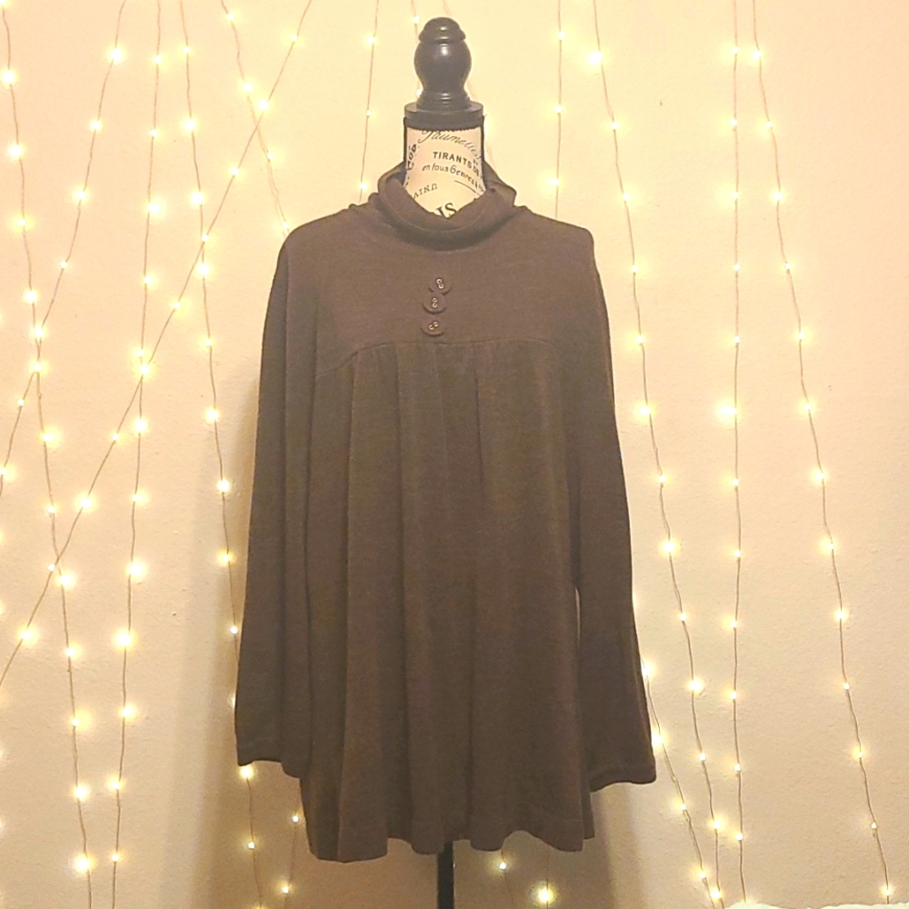 Brown Turtle Neck Plus Size Sweater 2x